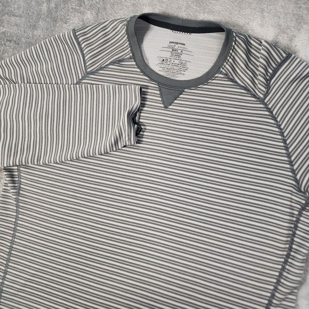 Patagonia XL Capilene 3 Midweight Polartec Striped Polyester Long Sleeve Shirt